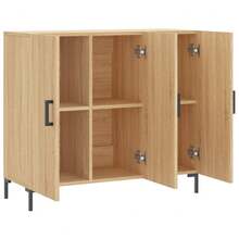 vidaXL Sideboard Sonoma-Eiche 90x34x80 cm Holzwerkstoff - Braun - Übersicht 5