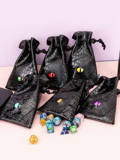 1Pc Longan Storage Bag Multi Functional Crocodile Pattern Bundle Dice Bag Gift Portable Black Series Student Home Storage Foldable Earphones Phone Wallet Universal Classic
