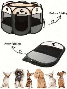 1pc Pet Cat Dog Scratch-Resistant Foldable Fence Tent - Grey - View 7