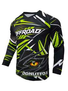 DONUTFOX 2026 Men's Motorcycle Off-Road Long Sleeve Shirt, 3D Animal Eye Pattern Design, Quick-Dry Breathable Riding Top Sports - Green - View 14