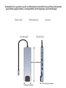 Estación de acoplamiento multifunción de aleación de aluminio 8 en 1 Tipo C, con puerto Ethernet, lector de tarjetas USB, HUB - Interfaz plateada-TypeC - Ver 12