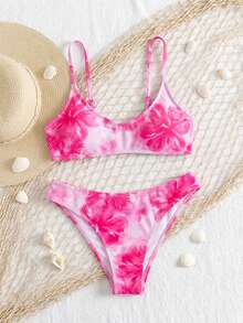 2Pcs Summer Women Colorful Stripe Printed Low Waist Bikini Set Sexy Split Swimwear Retro Striped Pattern Fashion American Coastal Resort Style Soft Elastic Skin Friendly Fabric Slim Alluring Quick Dry Breathable Bathing Suit  Ladies Beachwear Suitable For Seaside Vacation Pool Party Tropical Travel Outdoor Water Sports And Daily Summer Casual Dressing - C - Xem 6