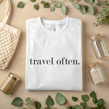 Travel Often T-Shirt – Minimalist Adventure Graphic Tee A485 - 紅色 - 查看 1