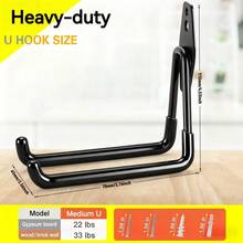 2pcs Heavy Duty Garage Hooks, Wall Mounted Tool Organizer Rack With 16pcs Screws, Multi-Purpose Space Saving Tool Holder For Hanging Power Tools, Gardening Tools, Ladders, Ropes, Hoses And Large Items - Black - View 3