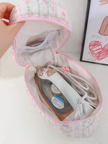 1 pieza Bolsa de almacenamiento de hierro acolchada con estampado floral, organizador de viaje portátil para plancha con cierre de cremallera, bolsa de almacenamiento de herramientas para el hogar, estuche protector para plancha de vapor, asa plegable reutilizable y decorativa, compatible con la mayoría de las planchas, perfecto para uso doméstico y escapadas de fin de semana, viajes - Multicolor - Ver 8