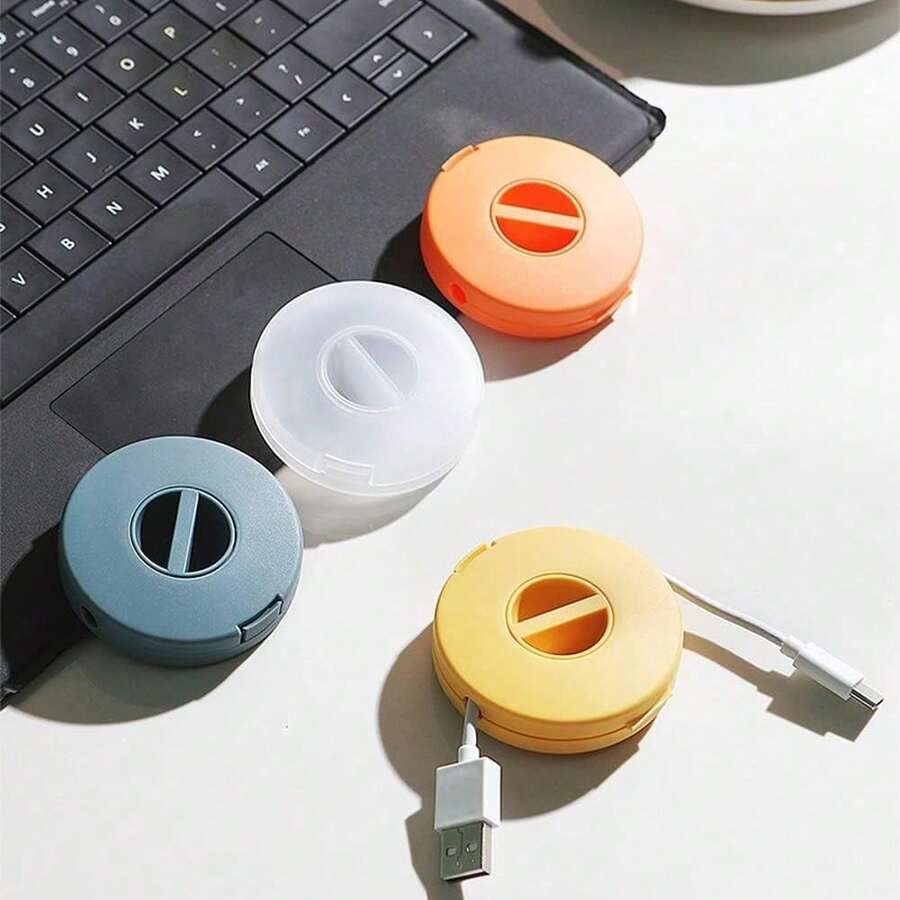 1 pieza LZYMSZ Organizador de cable retráctil sin enredos, portátil, 4 colores, organizador de cable suave adecuado para el hogar, la oficina, el aula, regalo con forma redonda para mujeres - Multicolor - Ver 1