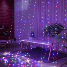 LED 窗簾燈串,8 種照明模式模擬星空閃爍 - AA 電池供電。適用於情人節、萬聖節、聖誕節節日燈光裝飾花環,居家臥室花園庭院舞台背景裝飾懸掛燈串,生日婚禮派對慶祝裝飾仙女燈串 - AA電池盒窗簾燈 - 查看 9