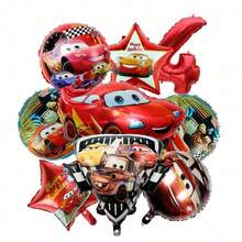 Hasbro Car Theme Birthday Balloon Bouquet, Metallic Foil Balloons, Red Star And Number Decorations For Birthday Party, For Boys - As Shown In the Figure - View 19