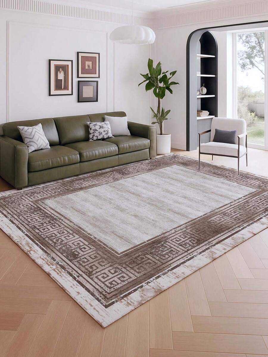 1pc Vintage Style Large Area Rug, New Faux Wool Washable Bottom Indoor Carpet, Living Room Rug, Sofa Rug, Bedroom Rug, Bedside Anti-Slip Mat, Room Floor Mat, Dining Kitchen Rug, Office Chair Pad, Entryway Doormat, Outdoor Picnic Blanket, Camping Mat - Multicolor-1 - View 1