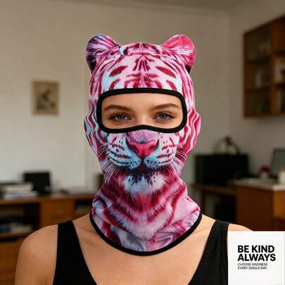 New Cute 3D Animal Panda Head Mask Pink Tiger Party Casual Fun Balaclava Sports Cosplay Cycling Headgear AVTH