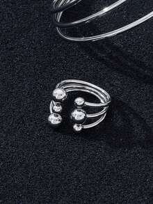 1 chiếc nhẫn thiết kế bất đối xứng đính hạt và đường kẻ thời trang, kiểu dáng tối giản độc đáo, phù hợp cho nữ giới đeo hàng ngày, dự tiệc và đi chơi. - nhẫn đính hạt - Xem 7