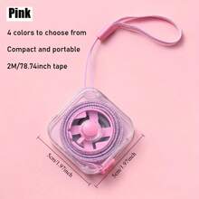1pc 2m/6ft Cute Mini Soft Tape Measure, Portable With Retractable Lock And Clear CM/Inch Markings - Suitable For Sewing, Home, Waist, Bust, Height Measurement - Durable, Easy To Store, Wipe-Clean Transparent Case With Hanging Loop - Multicolor - View 8