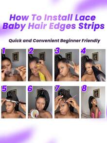 V/I Shape Reusable Edges Hair Top Transparent Lace Edges Hair Extensions, Soft & Natural Fake Baby Hair Edges , Handmade Real Human Hair Pieces, Natural Black Color 2 PcsL Deep Wave/Curly Wave/Water Wave - Natural Black - View 9