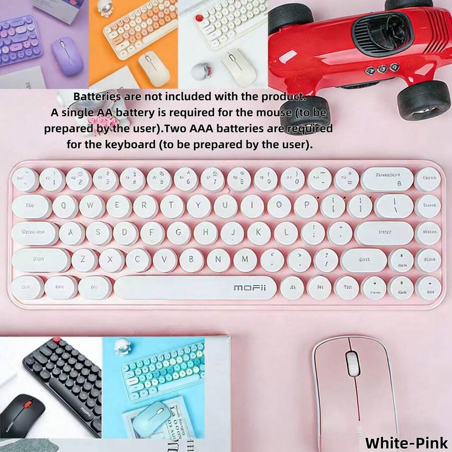 MOFII I Bean 2.4G Wireless Silent Keyboard And Mouse Set, Macaron Retro Round Keycaps, Feminine Style, Office Keyboard Compatible With PC Laptop, Battery Not Included