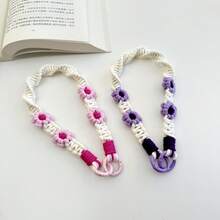 1pc Macrame Handmade Floral Keychain, Daisy Flower Phone/Key Chain, Dopamine Color Series Water Bottle/Bag Strap - View 9