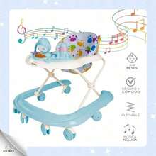 Andadera Musical Plegable para Bebé, Juguete Educativo Interactivo, Estable y Segura para Aprender a Caminar - Azul - Ver 5