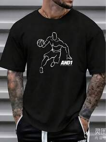 And1 Big Men's Retro Street Ball Basketball T-Shirt - Iconic Logo & Player # 1 Jersey Design, Unisex Sizes Up To 5XL, Black/White, All-Season Fit - Gift For Fans, Casual Wear & Apparel - màu đen - Xem 1