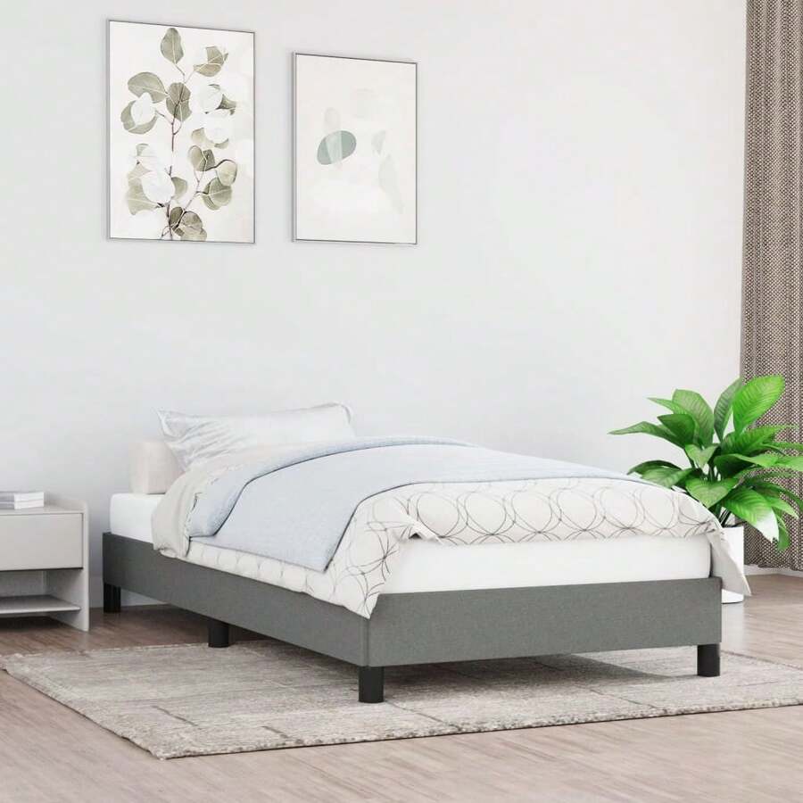 vidaXL Bettgestell ohne Matratze Dunkelgrau 80x200 cm Stoff - Grau - Übersicht 1