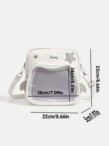 1pc Cute Japanese Style Shoulder Bag, Transparent Window With Adorable Cat Design, Detailed Star & Wing Decor, Small Capacity Crossbody Bag, DIY Ita Bag Suitable For Commuting, Shopping, Party, Displaying Anime Accessories - Multicolor - View 11