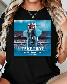 Take That The Circus Live 2026 Tour T-Shirt, One-Sided Print Featuring Elephant Stage Shows, Casual Women's Crew Neck Short-Sleeved T-Shirt, 100% Pure Cotton, Year-Round Style, Suitable For Events, Parties, Performances, And Outings. Graphic T-Shirt For Women And Men, Casual Summer Cotton T-Shirt, Classic Unisex Graphic T-Shirt, Perfect For Everyday Wear, Soft, Lightweight, And Comfortable Cotton For Daily Comfort, Stylish Casual Design, Ideal For Men And Women, Crew Neck T-Shirt, Fitness Top, Going-Out Top, Workwear, Office Wear, Crew Neck T-Shirt, Nostalgia, Holiday Time, Graduation Time, Casual Black T-Shirt, Fitted, Slogan T-Shirt, Quote T-Shirt, Minimalist Graphic T-Shirt, Funny Graphic T-Shirt MEQM, Birthday Dress, Party Outfits, Rave Outfit, Office Wear Women, Curve, Casual Outfits For Women,Gym Wear Women,Resort In Style,Classic Unisex Graphic T‑Shirt 0Z8J - Black - View 7