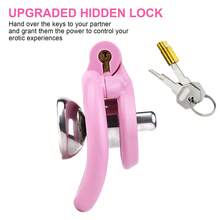 Resin & Stainless Steel Chastity Cage With Wearable Belt, Negative And Flat Locks, Urine Divertor, 2 Keys, And 4 Size Rings - Four Color Options (Pink, Original) - one-size - View 4
