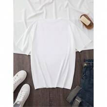 YOCASA Women's Casual Summer T-Shirt, Crew Neck, Fitted, Short Sleeve, With Oil Paint, Floral, Heart, Cherry, And Letter Prints. Simple, Casual Fabric, Sporty Style, Ideal For Everyday Wear And Dates. - [白色的] - 查看 2