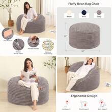 MOMCAYWEX - Puf de 3 pies para adultos/adolescentes puf de espuma viscoelástica con cubierta extraíble esponjosa para sala de estar recámara color gris - Gris - Ver 1