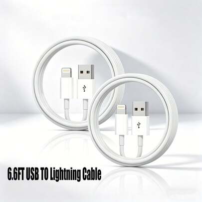 2 条 USB 转 Lightning 数据线，6.6 英尺/200 厘米，支持快速充电和数据传输，兼容 14 Pro Max/14 Pro/14 Plus/14/13/12/11/XS/XR/8/7/6 等机型