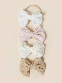 4个婴儿纯色网状发圈，柔软有弹性，不伤头发，可爱百搭，适合新生儿，春夏皆宜 - 彩色 - 查看 4
