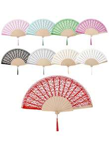 Quạt cầm tay cưới Tây Ban Nha phong cách vintage, quạt ren màu ngà cho đám cưới, quạt cầm tay ren Tây Ban Nha gấp gọn cho nữ, quạt gỗ hoa thanh lịch cho tiệc cô dâu, trang trí đám cưới, đạo cụ chụp ảnh, lễ hội, khiêu vũ, quà tặng nhẹ nhàng - Nhiều màu - Xem 1