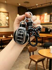 蝴蝶結 PU 繩 + 鑰匙包 車鑰匙套 遙控鑰匙保護殼 附掛繩 適用於 BMW MINI S One JCWF54 F55 F56 F57 F60 Clubman Countryman 遙控鑰匙殼 - 蝴蝶結 - 查看 3