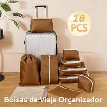 Bolsa Organizador de Viaje para Compresión TOTEBAG 18PCS Bolsas de Viaje Organizador Impermeable Bolsas para Viaje Organizadoras para Maletas Cosméticos de bolsas organizadoras - marrn - Ver 7