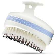 Scalp Massager With Double-Layer BristlesAnti-Slip Rich-Lathering Hair Washing Shampoo Brush Curved Scalp Scrubber With Better Head Fit For Dandruff Removal WetandDry Use Scalp Stimulator. - As Pic - View 8