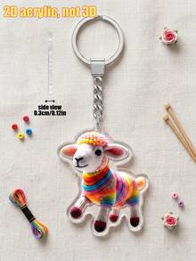 1pc Colorful Knitted Animal Acrylic Keychain, High-Definition Printing On Acrylic Material, Unisex Bag Charm, Car Rearview Mirror Pendant, Suitable For Key Organizer, Personal Decoration, Party Favor - Multicolor - View 7