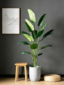 Set de 2 piezas con 24 hojas grandes artificiales de árbol de plátano tropical, ramas de ave del paraíso de plástico de 90-120cm, hojas de palma falsas, hojas de monstera verdes, hojas de violín reales al tacto, follaje artificial para decoración del hogar, oficina, jardín y fiestas - Decoración de plantas de plástico para interiores y exteriores, plantas tropicales altas (maceta no incluida) - Verde Oliva - Ver 4