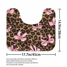 2D Flat, 2D Flat, 4pcss Bow Leopard Print Shower Curtain Set, 2D Flat Printing Bathroom Partition Curtain, Home Decoration, Modern Home Curtain Decoration Housewarming Gift, Shower Curtain Toilet Bathroom 4pcs Set, Bathroom Supplies - A - View 10