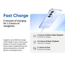 Realme C100 5G 4GB+128GB/4GB+256GB 5G智能手机，解锁版，6.75英寸LCD 144Hz显示屏，5000万像素AI主摄像头，6600mAh电池，全球版，不含适配器 - 紫色 - 查看 6