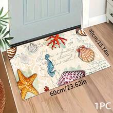 1pc Colorful Shell Pattern Printed Rug Series, Long Doormat, Indoor Entrance Mat, Bedroom Bedside Mat, Kitchen Mat, Suitable For Living Room, Laundry Room, Bathroom - Multicolor - View 12