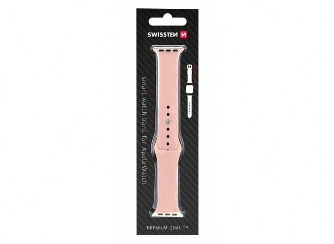 Swissten Silikonarmband für Apple Watch 42-44 mm, Rosa Sand - 8595217477179 Uhrenarmband - Einheitsgröße - Übersicht 1