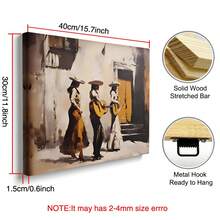 Set Of 1 Mexican Mariachi Female Musicians Canvas Wall Art | Vintage Street Festival Impressionist Print For Living Room Kitchen,Frameless/Framed - A - View 14