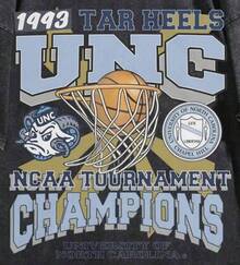 EWH Men's T - Shirt, Retro, UNC Tar Heels 1993 Champions Graphic, Vintage Washed, Loose Fit, Short Sleeved, TopDG004 - Black - View 2