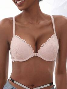 Women's Front Closure Lift-Up Bra - Anti-Sagging Sexy - Shaping Comfortable - Pink - View 9
