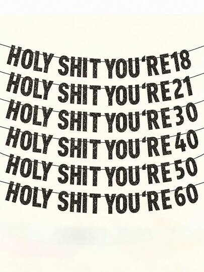 一套闪光生日横幅“Holy You're 18/21/30/40/50/60/70/80”，男女通用生日年龄旗帜背景，生日派对装饰，适用于拍照背景、家居装饰和派对用品
