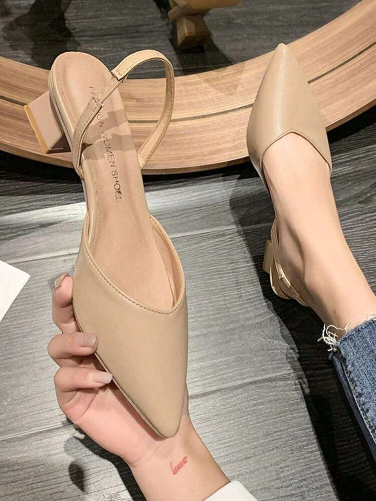 GlamourGrip Zapatos de tacón alto para mujer, elegantes y a la moda, con punta fina y tacón ancho, diseño cómodo y transpirable, con escote bajo y banda elástica, ideales para uso diario, fiestas, eventos formales, graduaciones, festivales, vacaciones y verano - Albaricoque - Añade 1