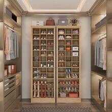 74.9-Inch Tall Shoe Cabinet With 9 Shelves And 27 Open Compartments. Suitable For Entryways, Foyer, And Bedrooms. Light Brown Color. - 查看 8