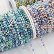 Manik-manik kaca segi warna-warni 1 meter & rantai baja tahan karat, cocok untuk membuat kalung, gelang, dan perhiasan DIY. - rantai manik-manik - View 7