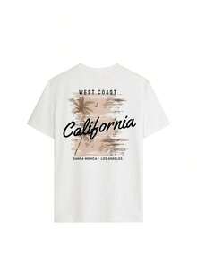 New Women's Short-Sleeved Summer T-Shirt, Solid Color And Simple Design, With Palm Tree Print And White Round Neck, Fashionable And Versatile, Suitable As A Women's Top, Casual Vacation Wear And Spring Break Outfit. 100% Cotton. - 白色 - 查看 4