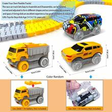 Coche de juguete de pista Flexible mágico eléctrico para niños, coche de ingeniería, juguetes educativos para niños, tren, juguetes para niños, regalo de cumpleaños - 2 coches-GC - Ver 3