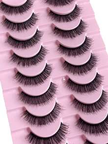 10 pares (MZ04) de pestañas postizas completas, alargadoras y rizadoras, naturales y de larga duración, para crear ojos de dibujos animados, fáciles de aplicar, aptas para principiantes. Pestañas postizas completas, pestañas postizas, pestañas postizas de dibujos animados - Negro - Ver 5