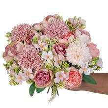 1/3/60pcs Artificial Peony Flower Bouquet, Artificial Flower Bouquet, Suitable For Home, Restaurant, Living Room, Outdoor Garden Decoration, Can Be Used For Wedding, Home Garden And Party Decoration, Artificial Flower, Wedding Bouquet, Bridal Bouquet, Wedding Decoration, Mother's Day Bouquet, Spring Decoration - Bean Paste Color - View 5